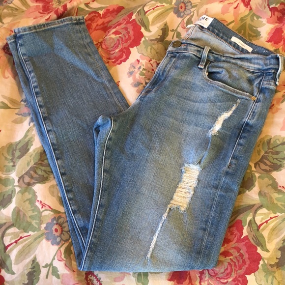 FRAME Size 28 (30) “Le Garçon Jean” Stretch Skinny Jean Distressed Med Blue Soft - Picture 5 of 16